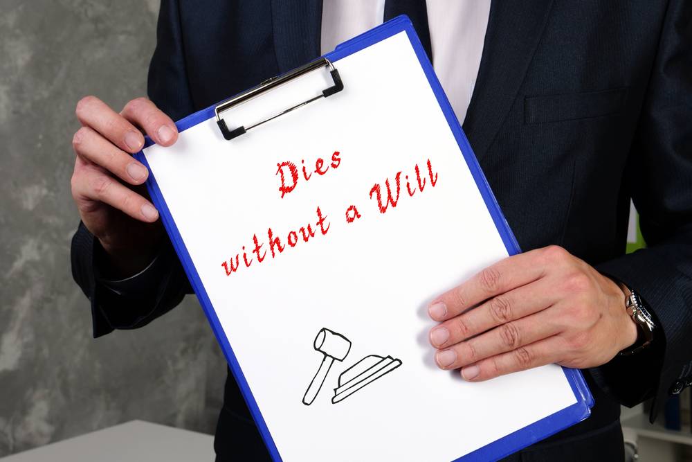 Business concept meaning Dies without a Will with phrase on the piece of paper.